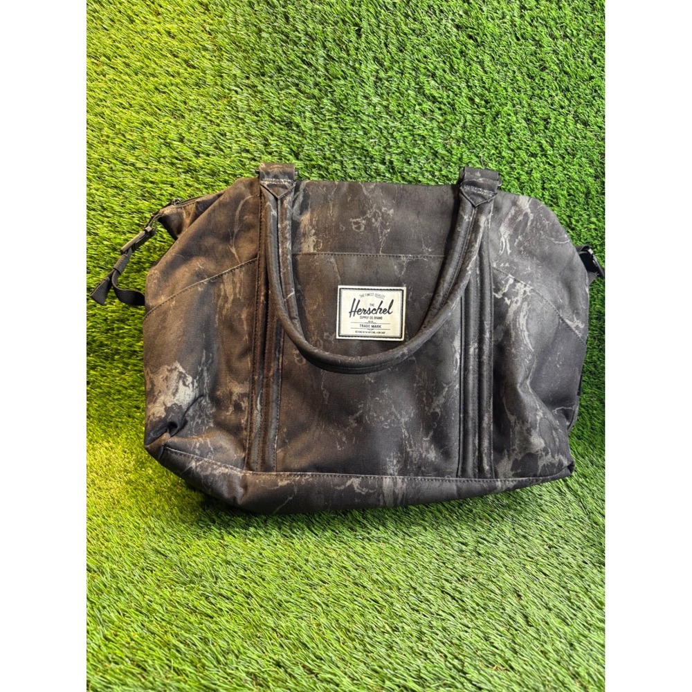 Herschel Supply Co Strand Sprout Diaper Bag Marble Print Black Grey Tote Mat